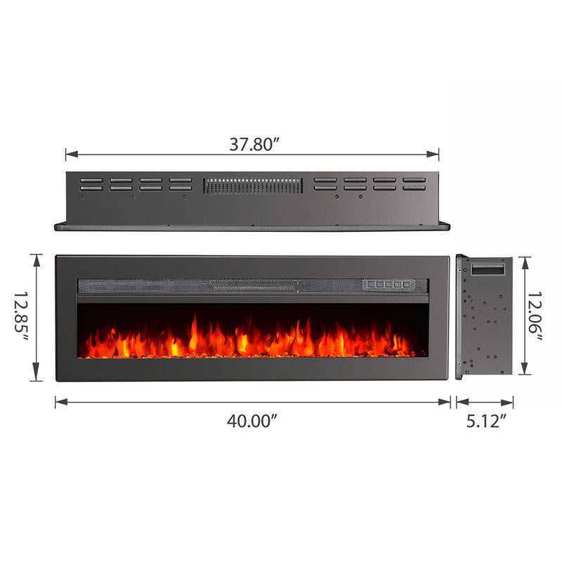 Electric Fireplace With Adjustable Flames, Wall Mounted Or Freestanding