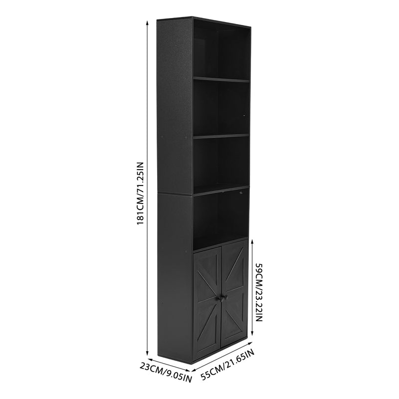 Livingandhome Wooden Bookcase with Cabinet Storage