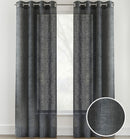Pair of Crete Charcoal Luxury Linen Look Sheer Panels with Eyelet Header
