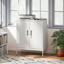 HOMCOM Metal Storage Cabinet with Lock for Home Office, Garage, Study, White