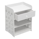 Livingandhome Hollow Carved Flower Pattern Side Table Nightstand with Drawer for Bedroom