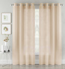 Pair of Crete White Luxury Linen Look Sheer Panels with Eyelet Header