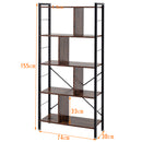 Livingandhome Industrial Style 5 Tier Bookcase Metal Frame