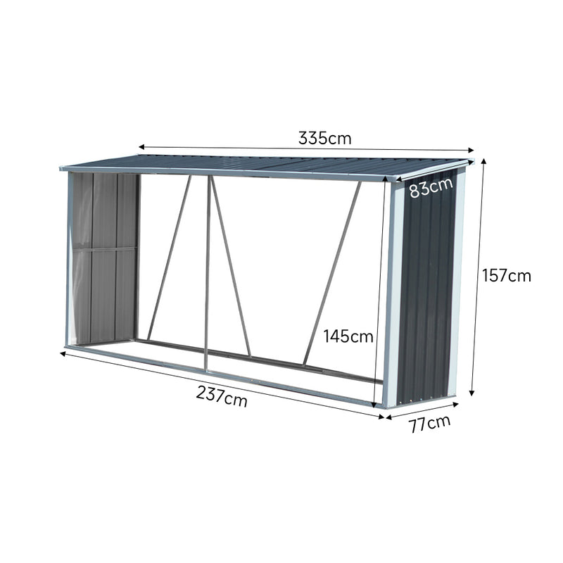 Garden Sanctuary Zinc Steel Firewood Log Storage Shed
