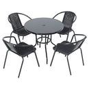 Breeins Outdoor Tempered Glass Garden Table With 4 Rattan Chairs