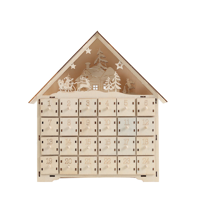 Livingandhome Wooden Christmas Advent Calendar with LED Light