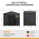 Breeins 8x5.7FT Metal Apex Roof Garden Storage Shed