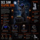 6ft Tall Animated Stirring Cauldron Creep Skeleton Halloween Decoration with LED Eyes