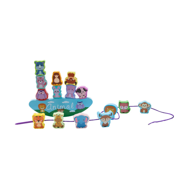 Kidkid Wooden Animals Stacking Toys Balance Block Game for Toddlers
