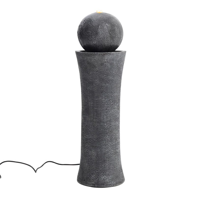 Garden Sanctuary Outdoor Modern Cylindrical Water Polo Fountain with Warm Light