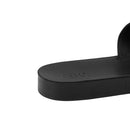 Black Flat Slide Leather Sandals