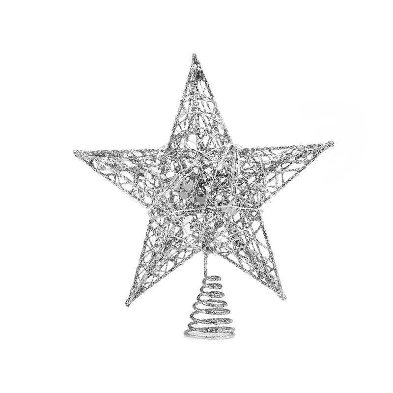 Livingandhome Decorative Star Sequins Christmas Tree Topper with LED Lights