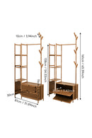 Livingandhome 81cm Multi-functional Wooden Coat Rack with Storage Drawers