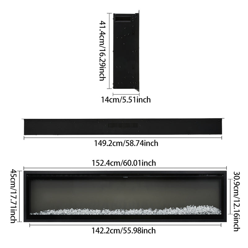 Electrical Fireplace with Remote, 12 Vibrant Flame Colours, Adjustable Heating Modes, and Safety Features