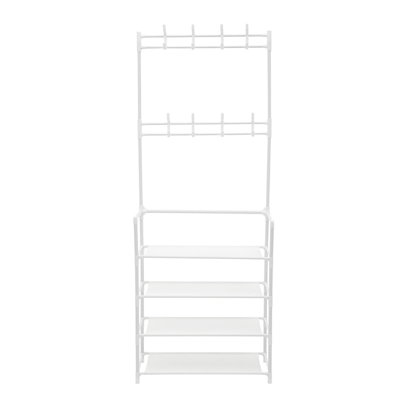 Lifeideas Entryway 4 Tier Shoe Rack with Coat Hanger