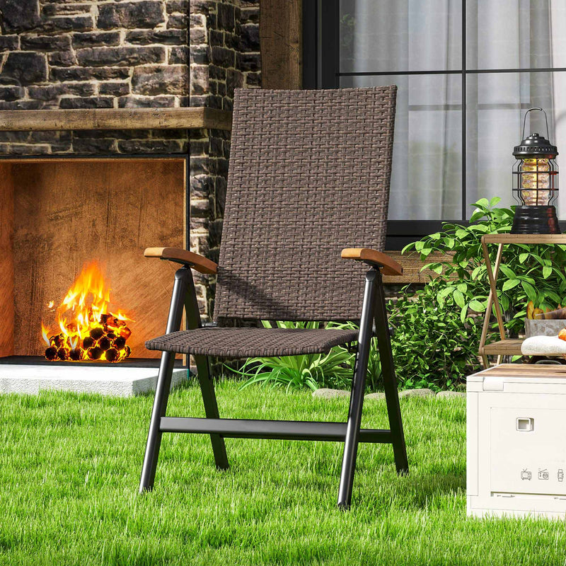 Outsunny Outdoor Folding Rattan Chair, Dining Chair