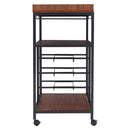 Rustic Bar Wooden Mobile Serving Cart With Wheels