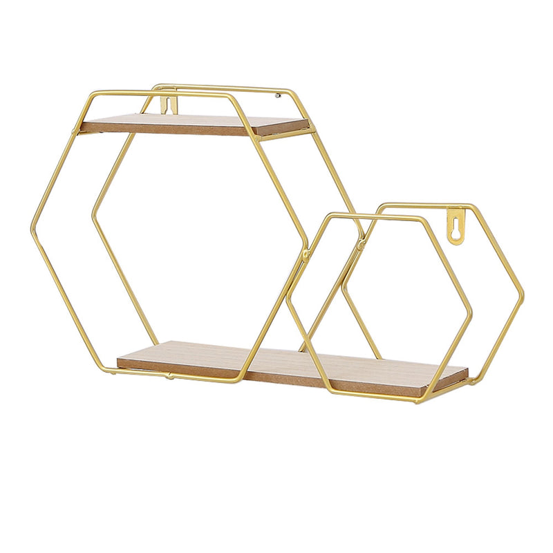Livingandhome Honeycomb Modern Hexagonal 2 Tier Wall Floating Shelf