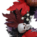 Halloween LED Maple Leaves Wreath with Skulls