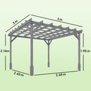 Outsunny 3 x 3 m Wooden Pergola Kit, Garden Gazebo Shelter, Grey