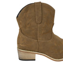 Embroidered Pointed Toe Cowboy Ankle Boots with Block Heel