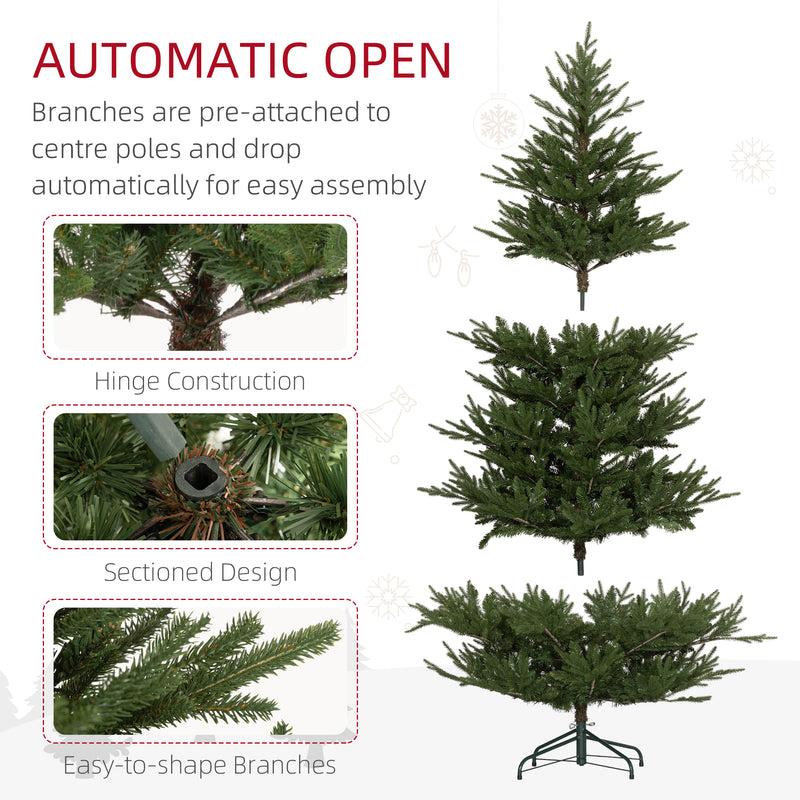 HOMCOM Artificial Christmas Tree with Realistic Hinged Branches, Green