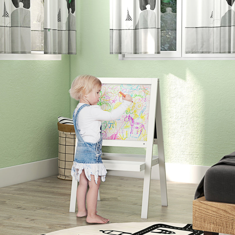 AIYAPLAY 2-in-1 Double-Sided Easel For Kids, With Storage Shelf- Blue