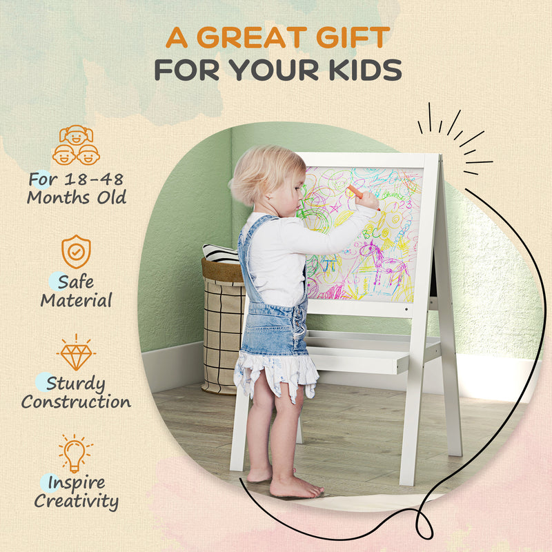 AIYAPLAY 2-in-1 Double-Sided Easel For Kids, With Storage Shelf- Blue