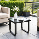 Outsunny Garden Coffee Table Outdoor Side Table with Glass Top Black