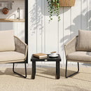 Outsunny Garden Coffee Table Outdoor Side Table with Glass Top Black
