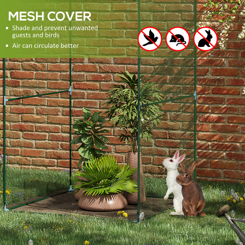 Outsunny Fruit Cage, Plant Protection Tent, 1.2 x 1.2 x 1.8m, Dark Green