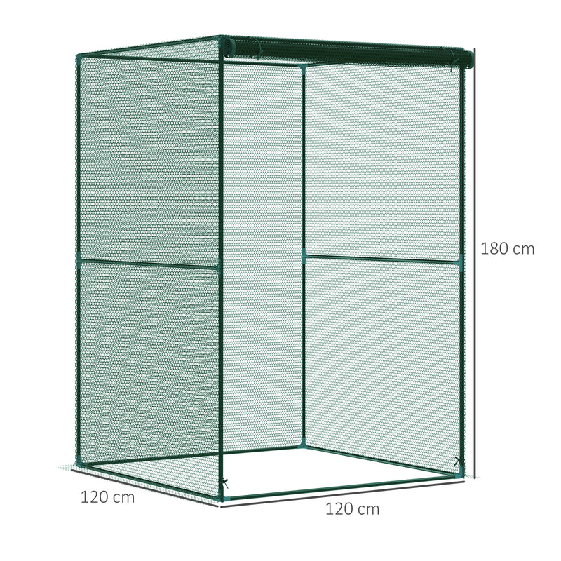 Outsunny Fruit Cage, Plant Protection Tent, 1.2 x 1.2 x 1.8m, Dark Green