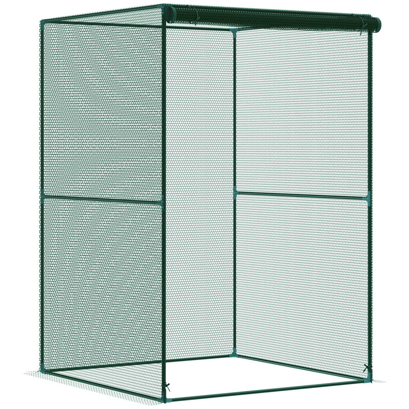 Outsunny Fruit Cage, Plant Protection Tent, 1.2 x 1.2 x 1.8m, Dark Green