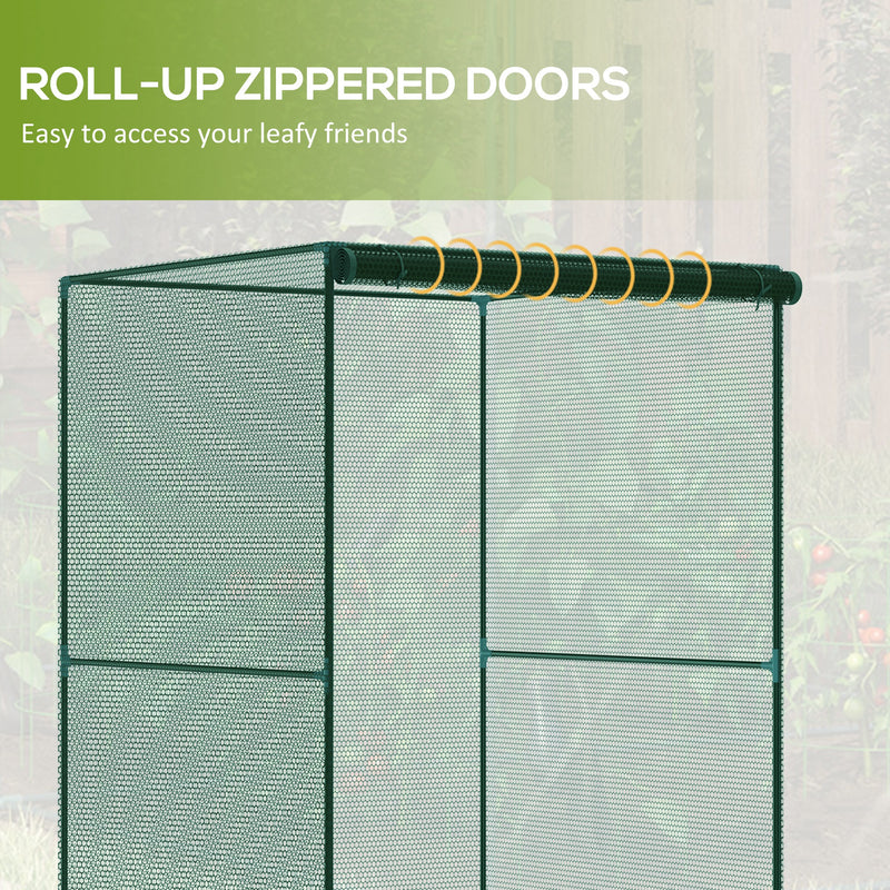 Outsunny Fruit Cage, Plant Protection Tent, 1.2 x 1.2 x 1.8m, Dark Green