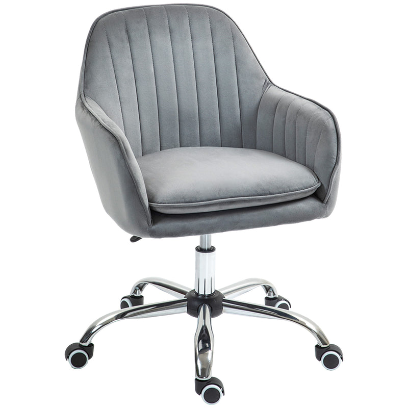 HOMCOM Office Chair, Swivel Desk Chair W/ Adjustable Height - Grey/Pink