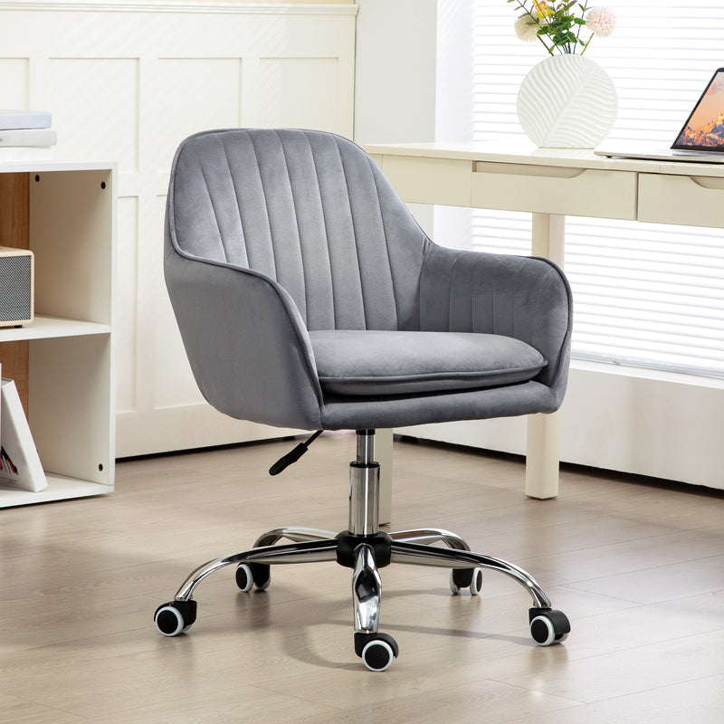 HOMCOM Office Chair, Swivel Desk Chair W/ Adjustable Height - Grey/Pink