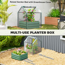 Outsunny Raised Garden Bed Planter Box with Greenhouse, Clear and Green