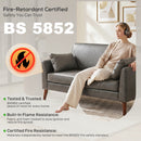 HOMCOM 2 Seater Sofa, 132 cm Modern Small Sofa with Solid Wood Legs, Grey