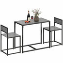 HOMCOM 3 Piece Dining Table Set With Metal Frame Charcoal Grey Wood-Effect