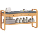 HOMCOM Shoe Bench with 2 Drawers Cushioned Seat 105 cm