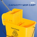 HOMCOM 20L Mop Bucket with Wringer Handle on Wheels for Cleaning Yellow