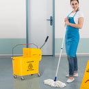 HOMCOM 20L Mop Bucket with Wringer Handle on Wheels for Cleaning Yellow