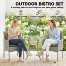 Outsunny 3 Piece Rattan Bistro Set with 2 Tier Glass-Top Table, Chairs