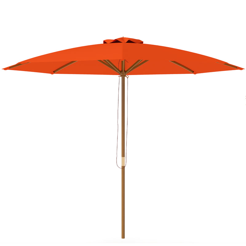 Outsunny Wooden Garden Parasol with Rope Pulley Mechanism and 8 Ribs