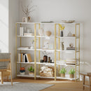 HOMCOM Modern Bookshelf, Freestanding Bookcase, White and Gold Tone