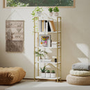 HOMCOM Modern Bookshelf, Freestanding Bookcase, White and Gold Tone