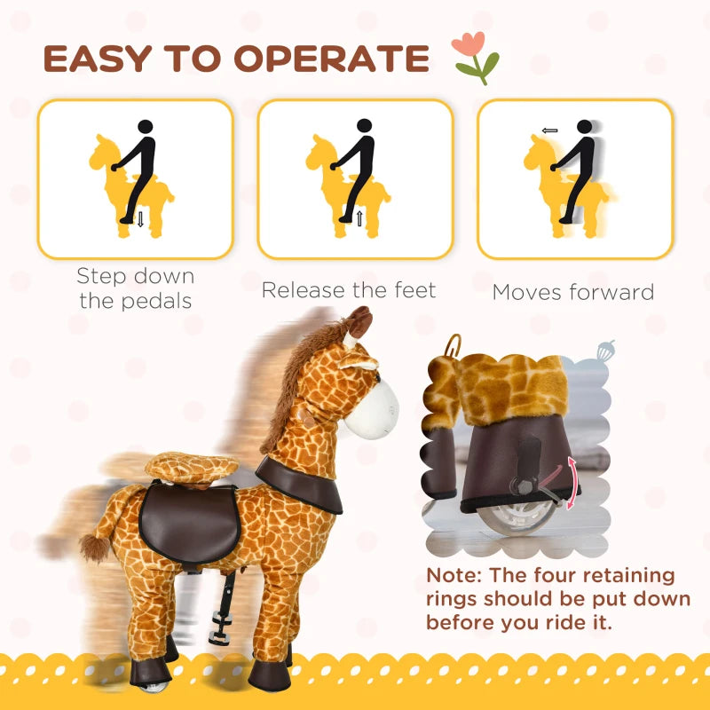 HOMCOM Children's  Giraffe-for Ages 3-6 Years - Yellow and Orange