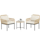 Outsunny 3 Piece Rattan Bistro Set, Balcony Table And Chairs With Cushions