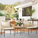 Outsunny 3 Piece Rattan Bistro Set, Balcony Table And Chairs With Cushions