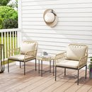 Outsunny 3 Piece Rattan Bistro Set, Balcony Table And Chairs With Cushions